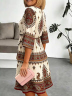 Women's Paisley Print Ruffle Mini Dress Plus Size