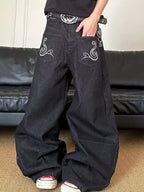 Men's Full Size Embroidered Wide Leg Jeans Plus Size