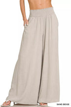 Women's Wide Leg Lounge Pants – Smocked Waistband