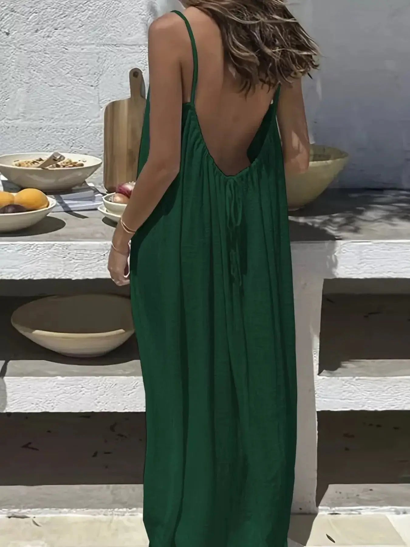Full Size Backless Scoop Neck Maxi Dress Plus Size Trendsi