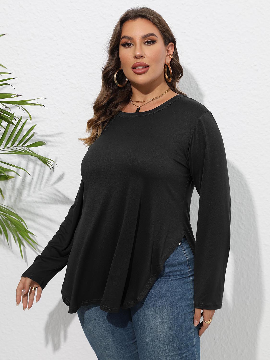 Women's Long Sleeve T-Shirt – Plus Size Slit