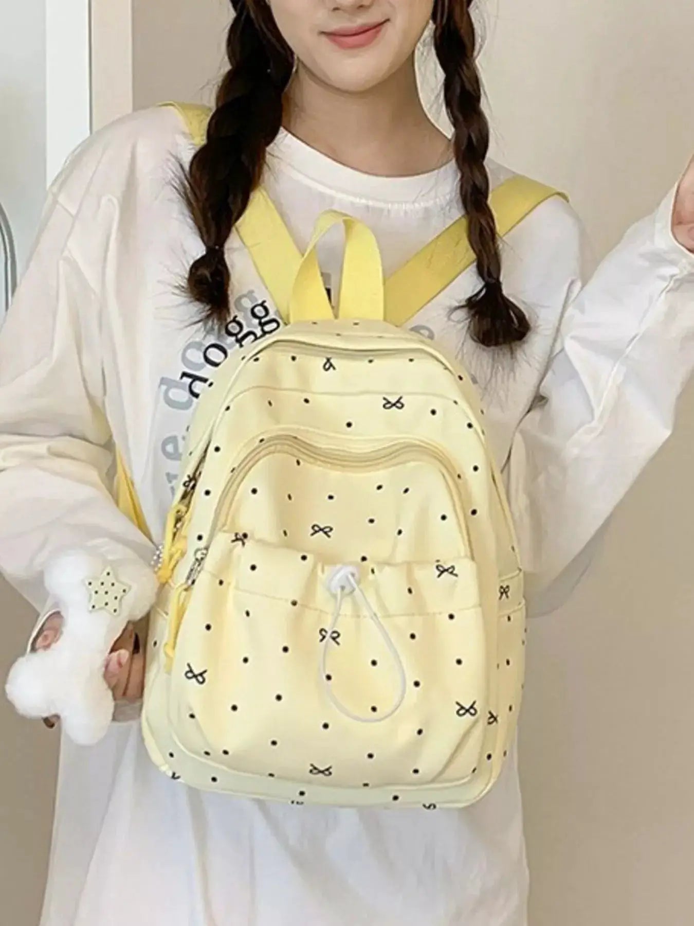 Polka Dot Mini Lightweight Backpack Bag For Everyday Use Oxford Cloth — Parfymia