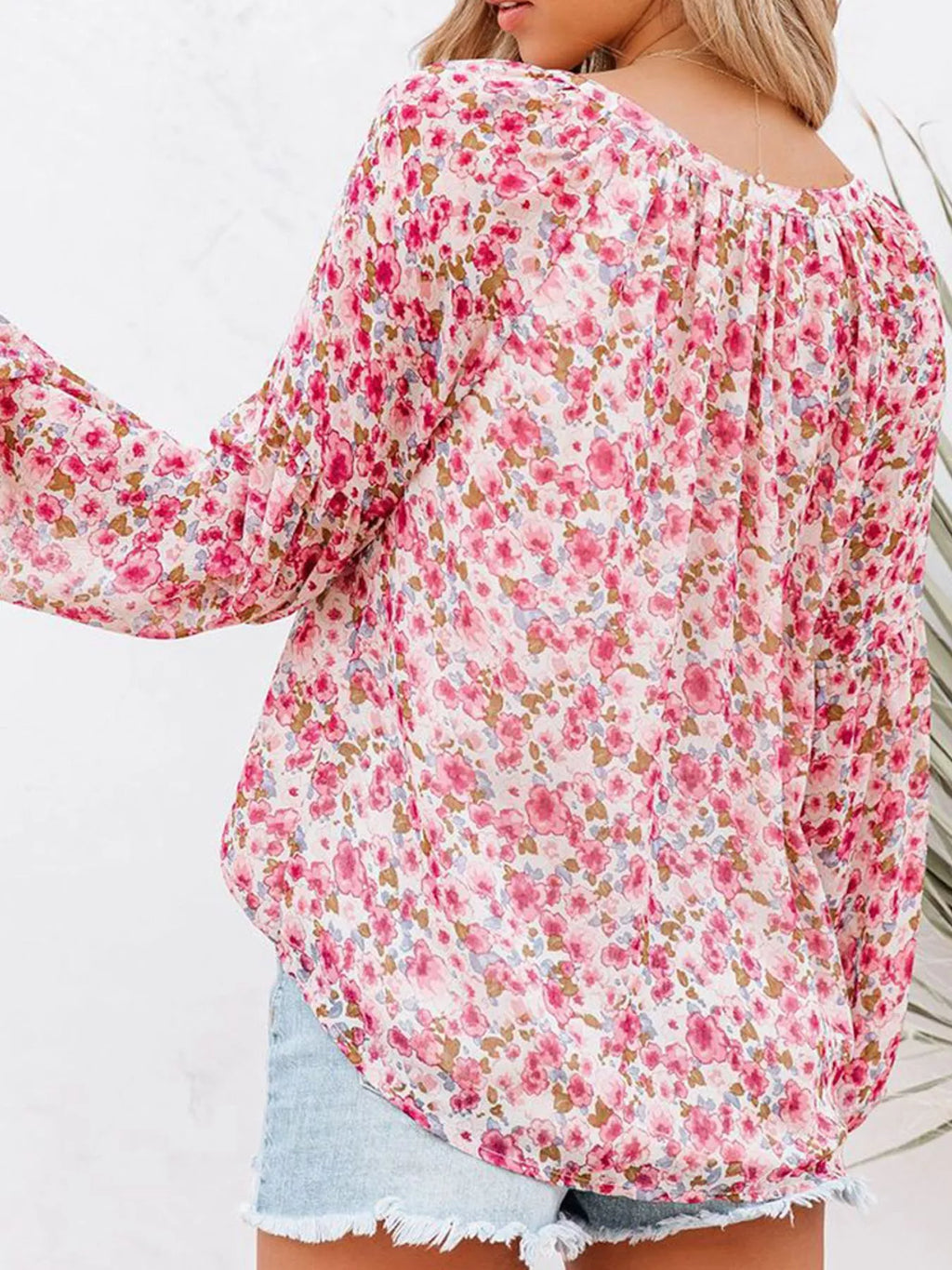 Women's Floral Print V-Neck Blouse Plus Size