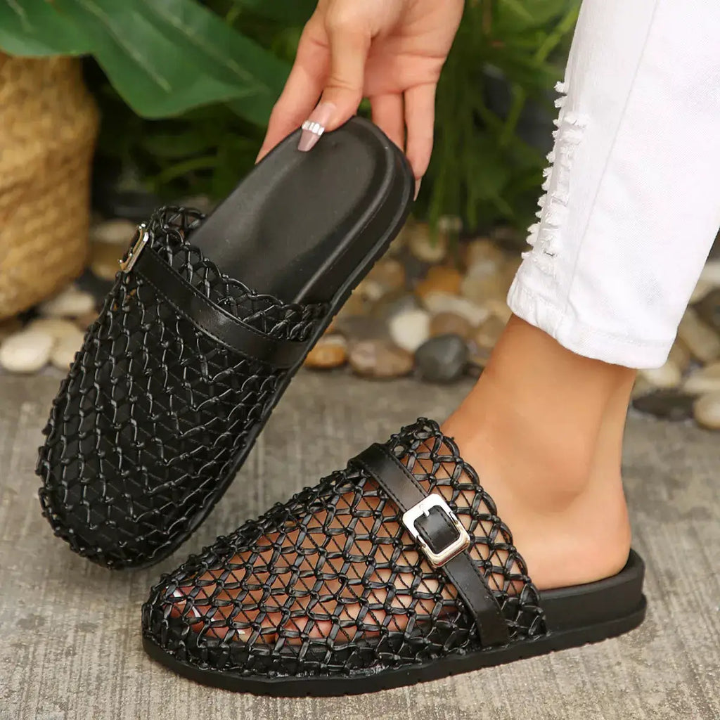 Breathable Mesh Buckle Decor Sandals For Women Stylish Everyday Comfort — Parfymia