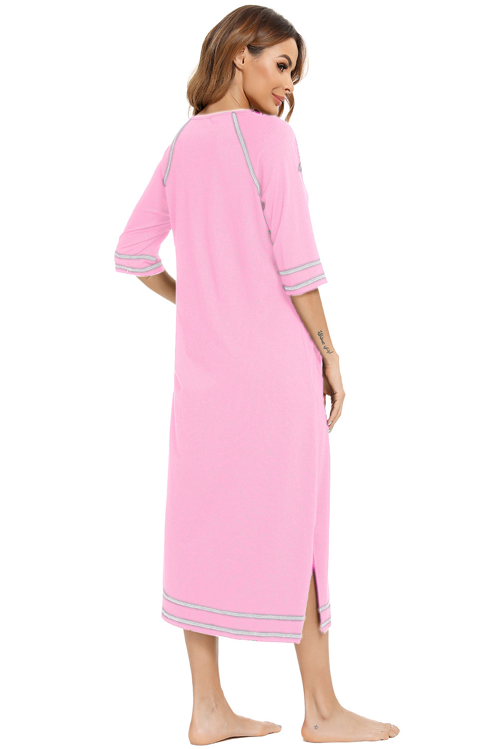 Women's Night Dress with Zip Front & Pockets