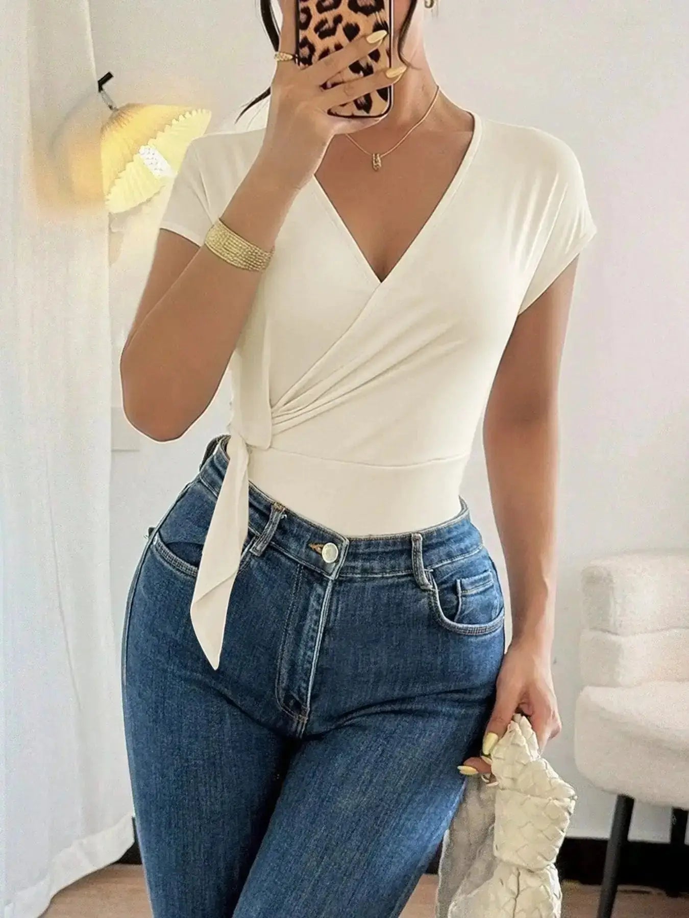 Surplice Cap Sleeve Bodysuit by Parfymia