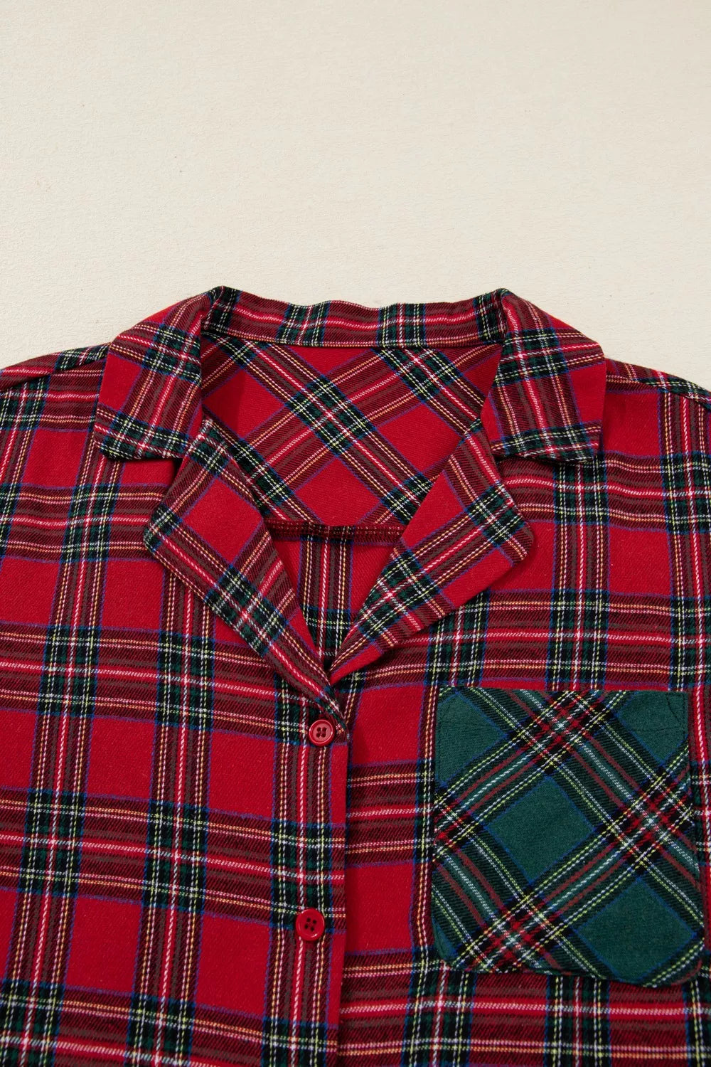 Women's Loungewear Plaid Contrast Patch Pajama Set