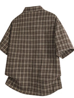 Men's Plus Size Plaid Short Sleeve Shirt