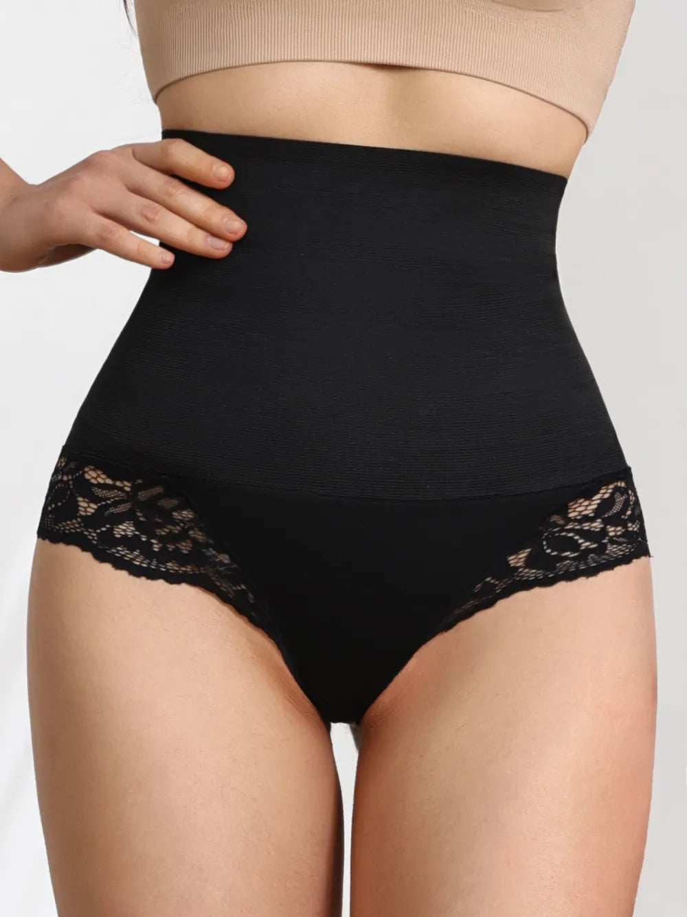 Women's High Waist Shaping Panty with Lace Detail