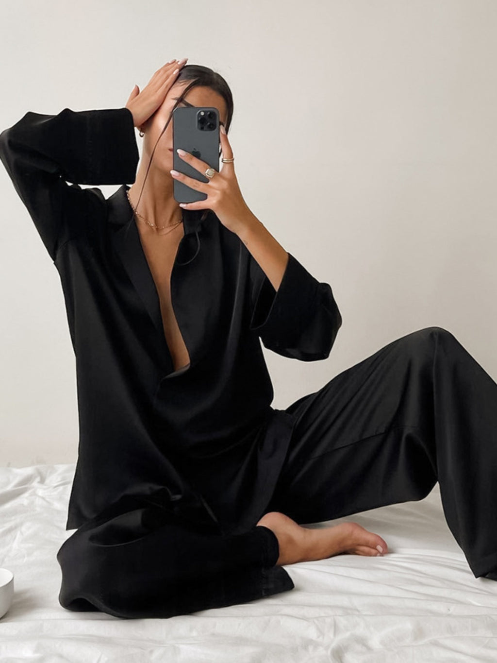 Women's Lounge Set Black Long Sleeve