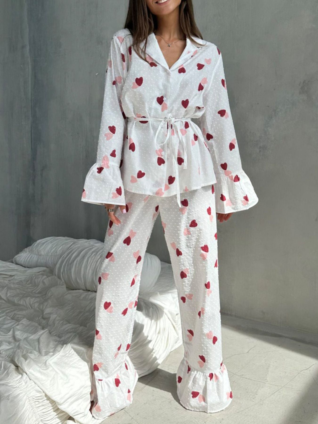Women's Loungewear Heart Print Cotton Set