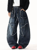 Men's Pants Star Patchwork Wide Leg Jeans