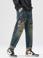 Men's Patchwork Ripped Loose Fit Jeans