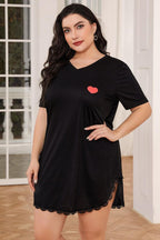 Women's Plus Size Lace Trim V-Neck Night Dress