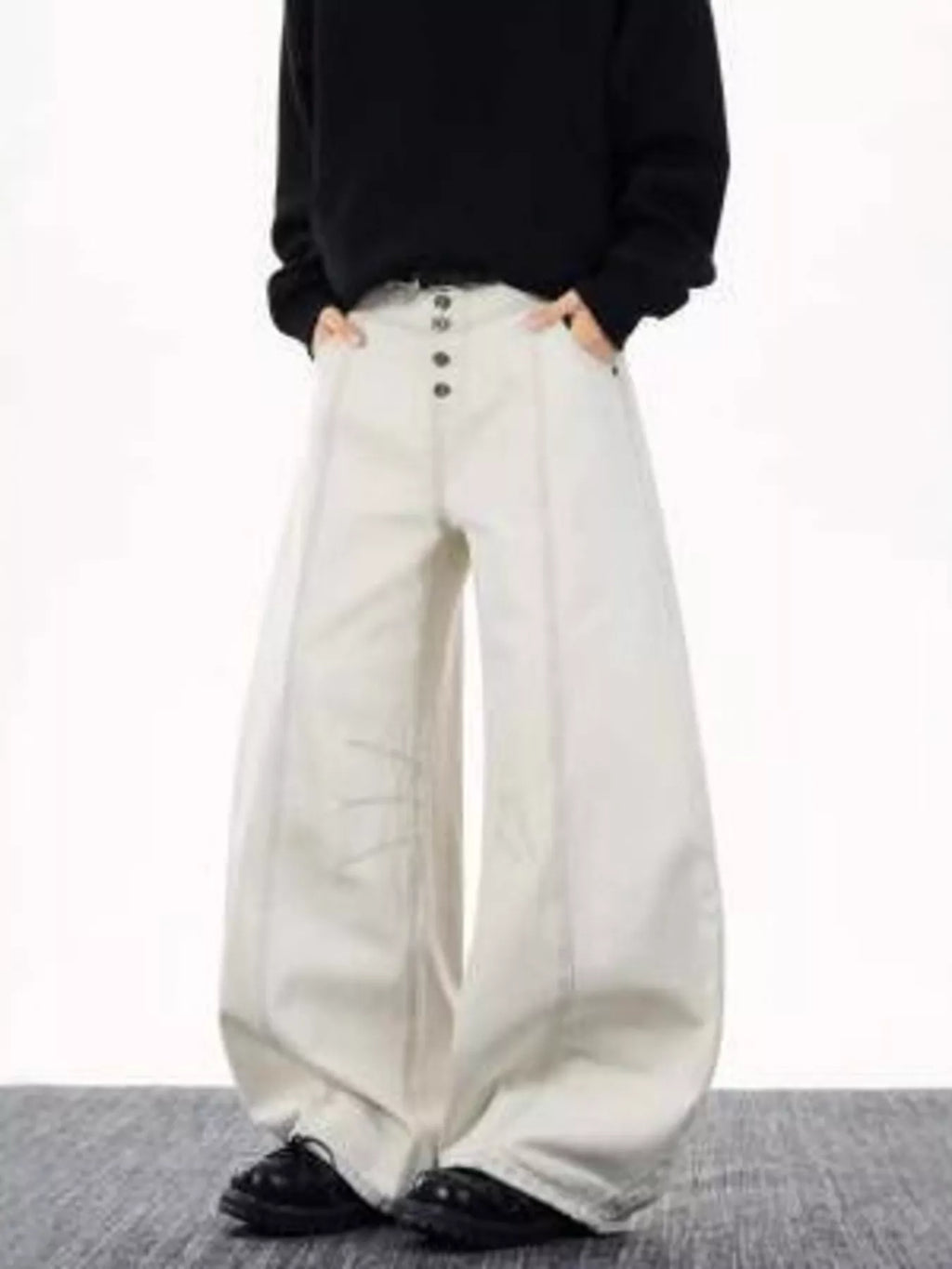 Men's Pants Wide Leg Button-Fly Plus Size