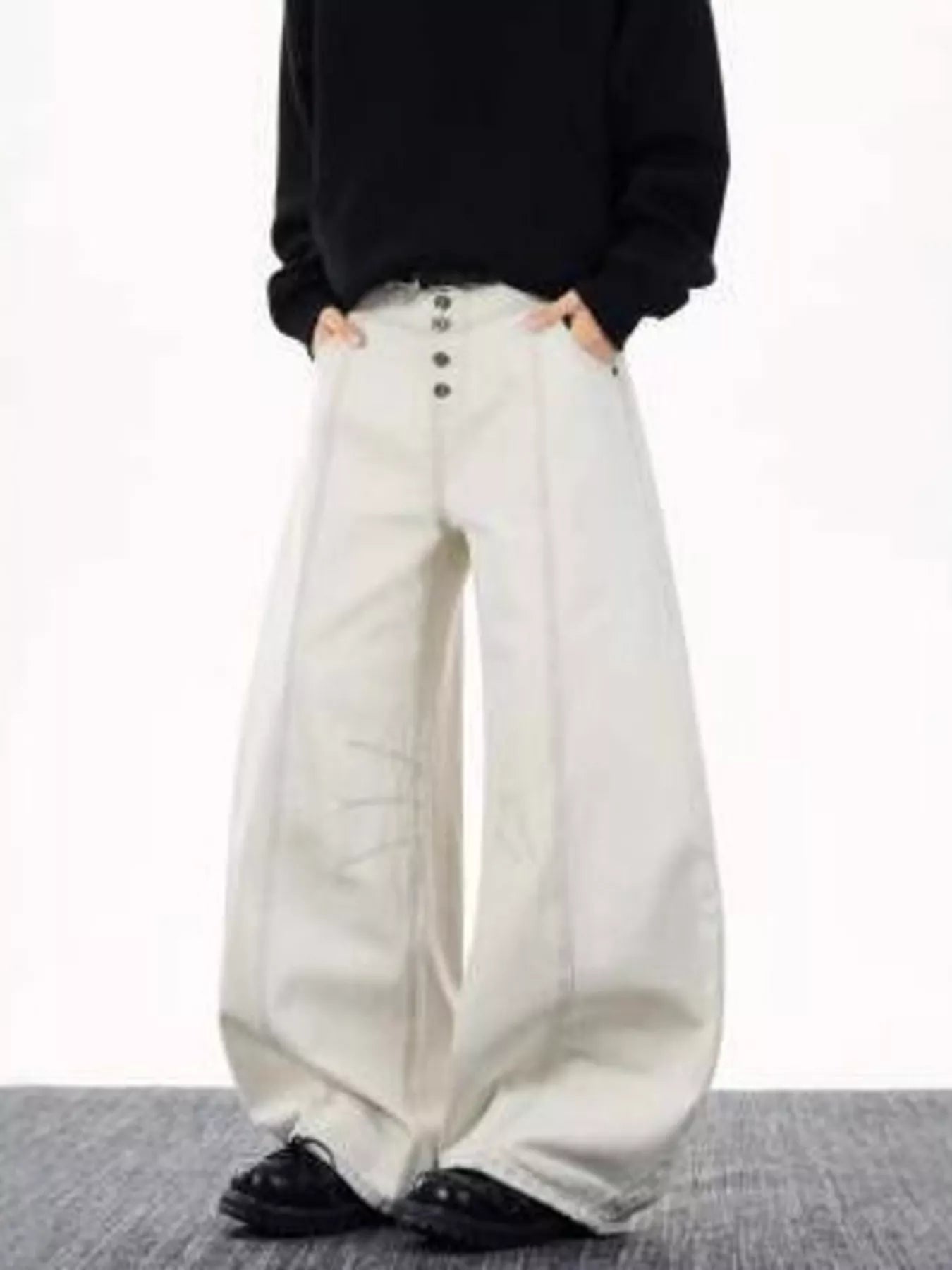Men's Pants Wide Leg Button-Fly Plus Size