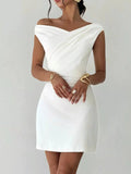 Elegant Off-Shoulder Draped Mini Dress Trendsi