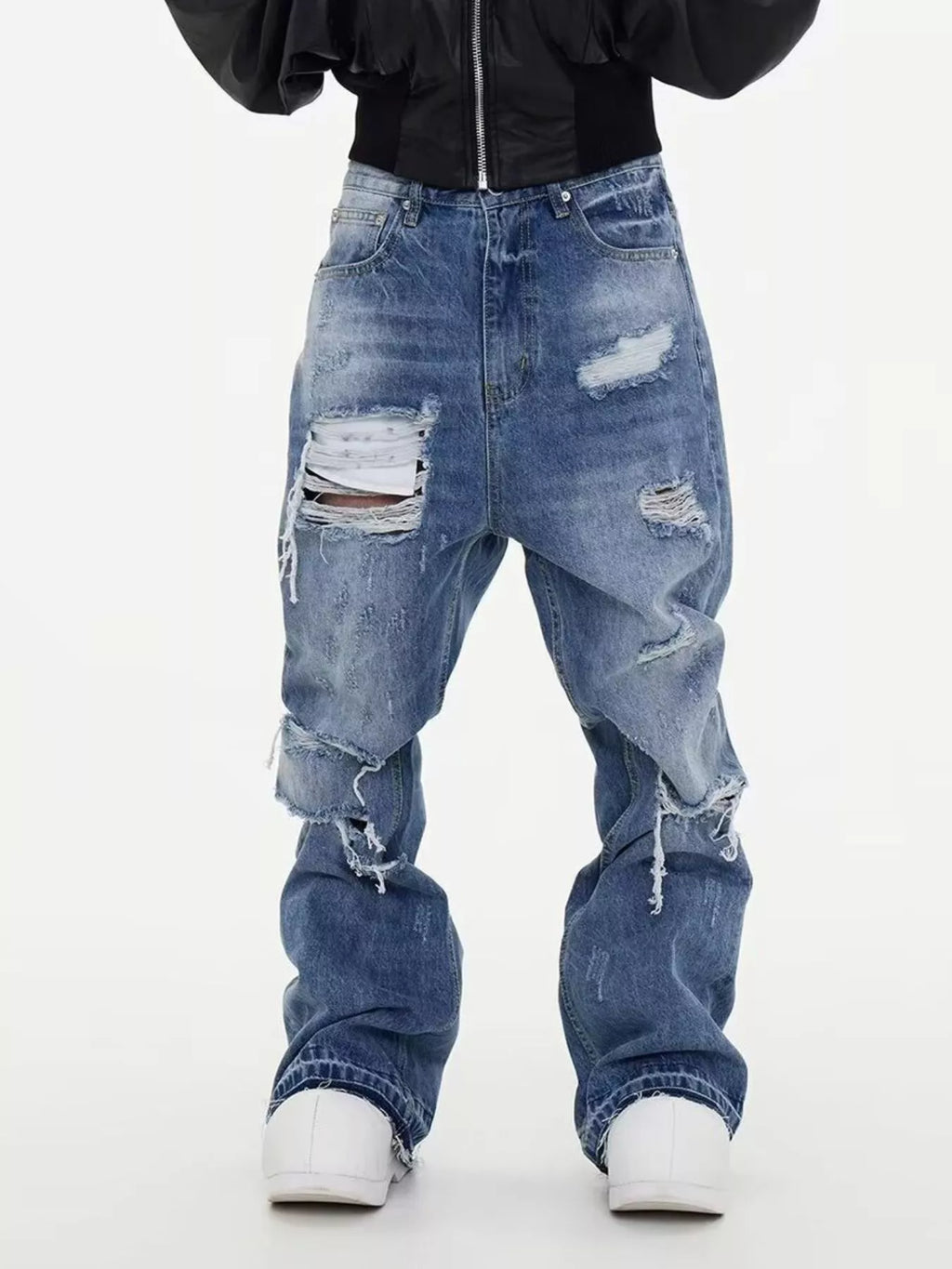 Men's Wide Leg Jeans – Distressed