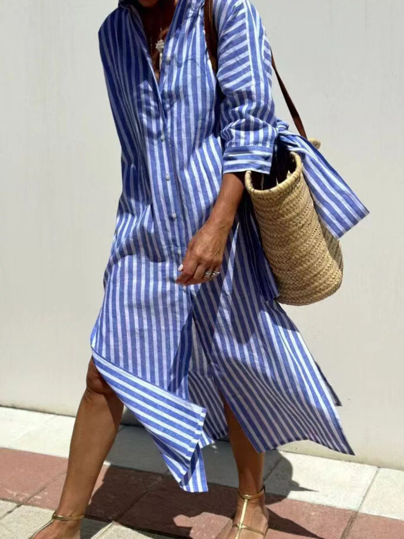 Women's Midi Dress – Printed Button-Down Plus