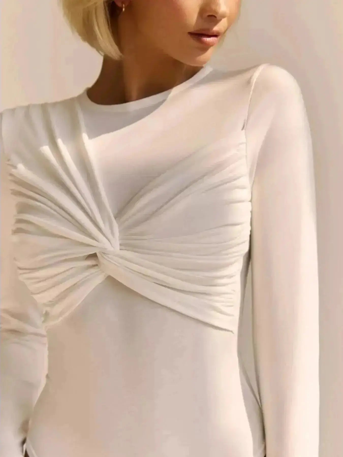 Twist Front Long Sleeve Bodysuit by Parfymia