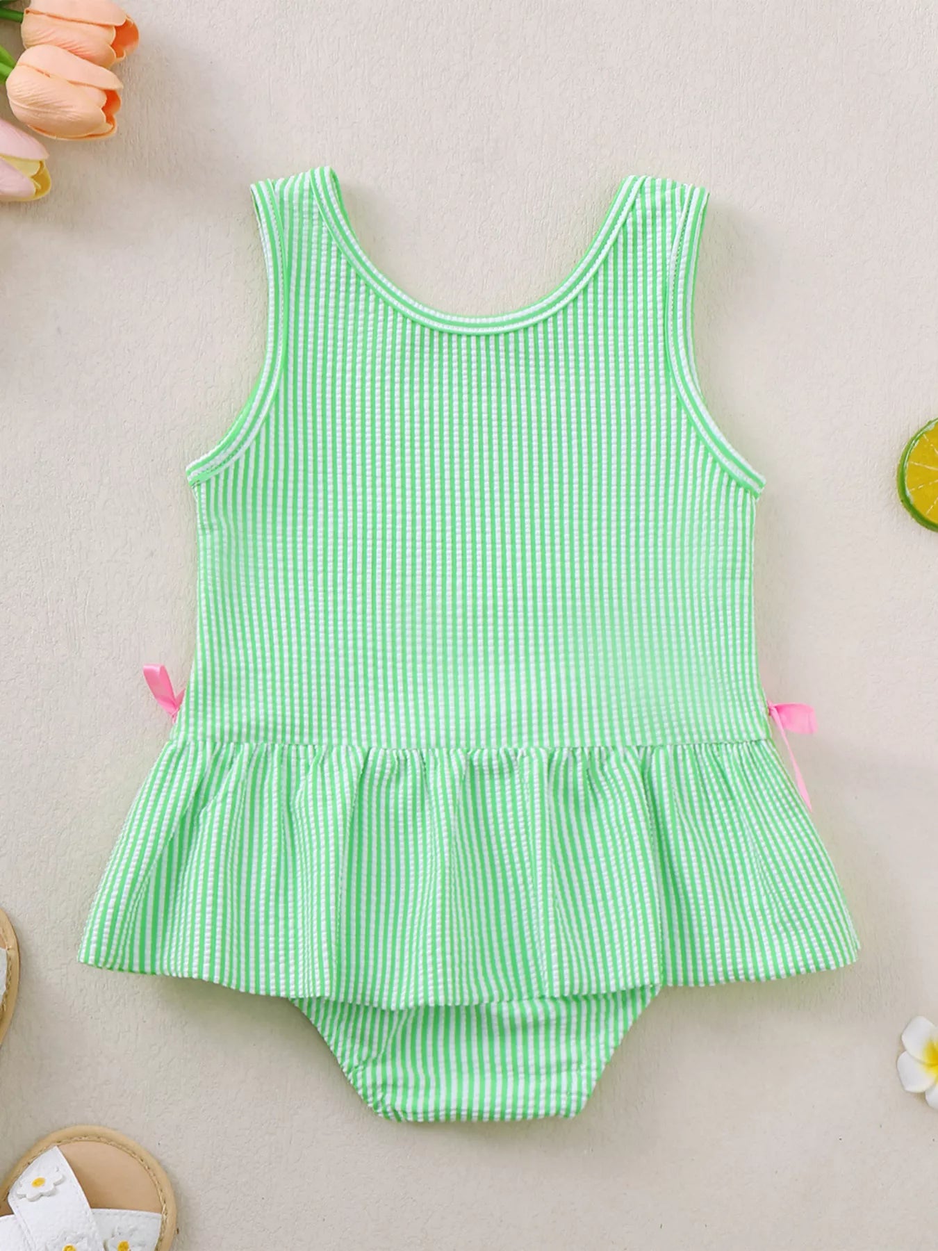Children's Striped Sleeveless One-Piece Swimsuit