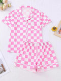 Women's Lounge Set – Checkered Print