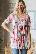Floral V-Neck Babydoll Blouse by Heimish by Parfymia