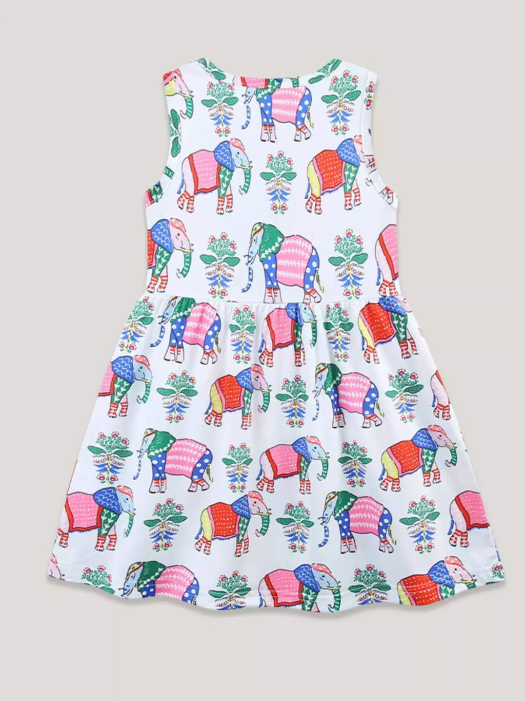 Girls Sleeveless Elephant Print Casual Dress Polyester Spandex Summer — Parfymia