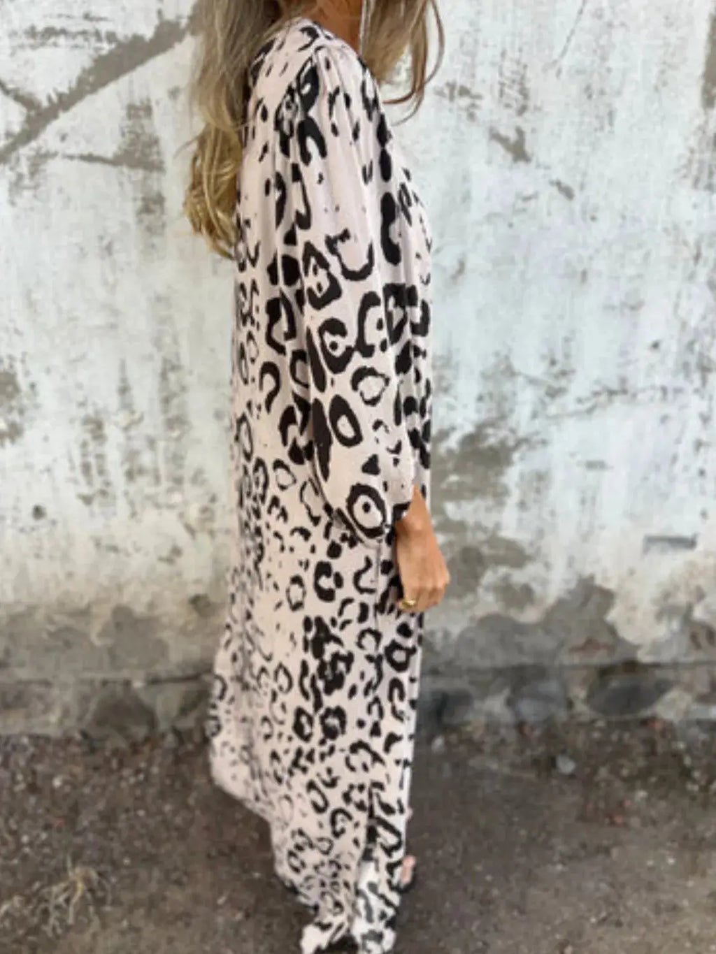 Full Size Printed V-Neck Dress with Pockets Plus Size Trendsi