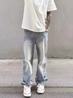 Men's Full Size Washed Wide Leg Jeans Plus Size