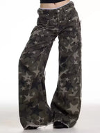 Men's Full Size Star Print Wide Leg Jeans Plus Size