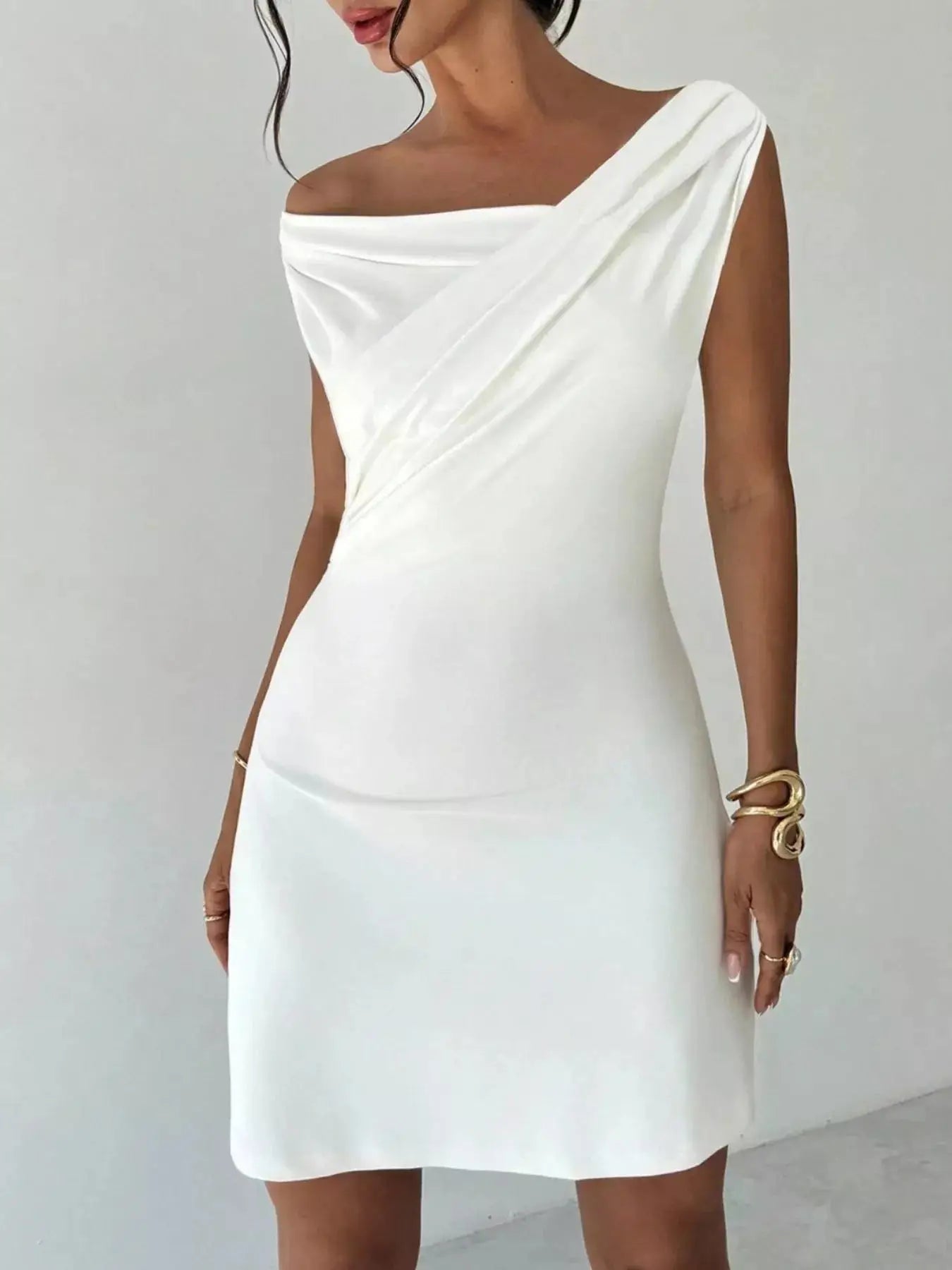 Elegant Off-Shoulder Draped Mini Dress Trendsi