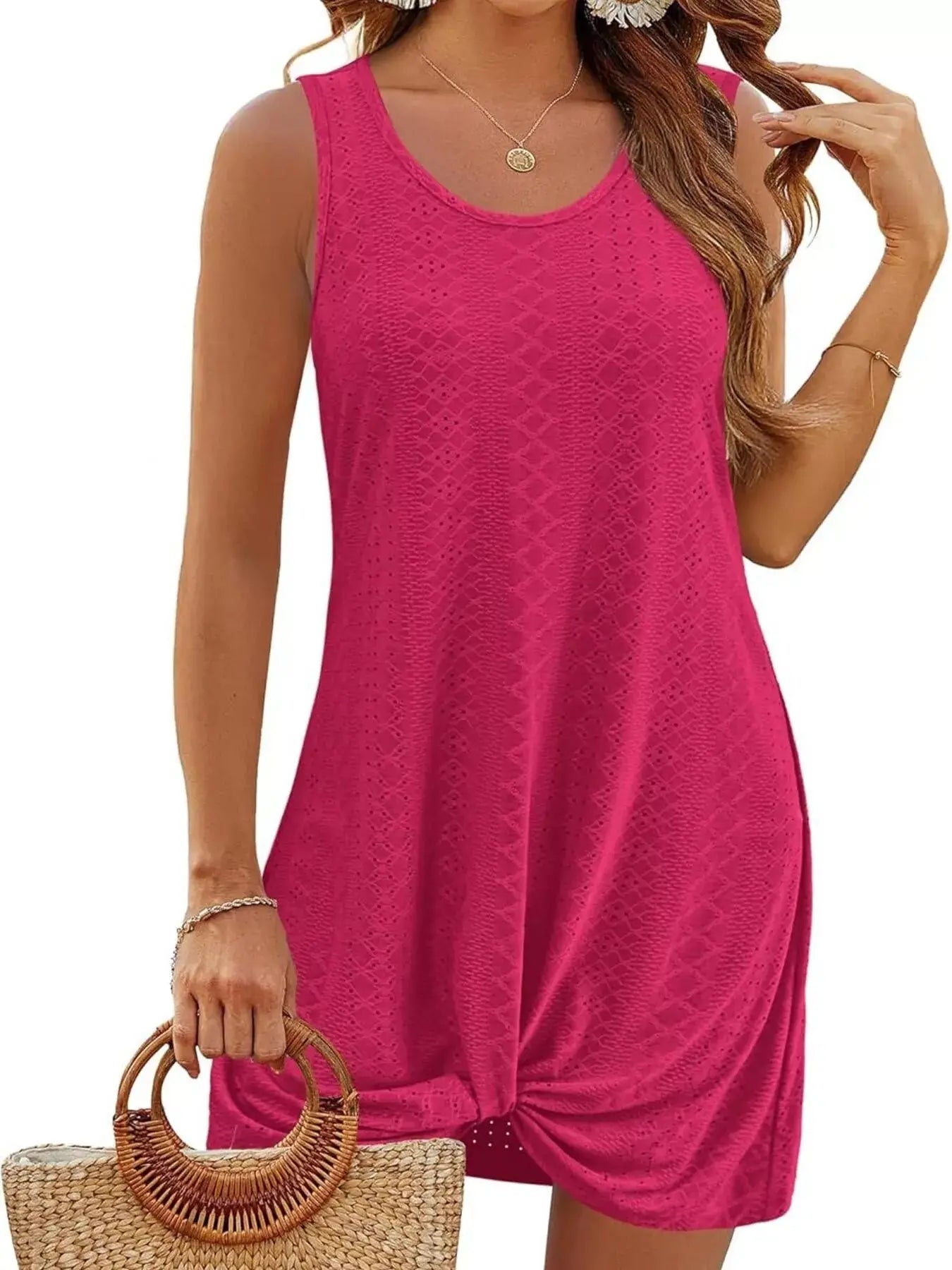 Sleeveless Knotted Hem Tank Dress Trendsi