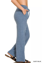Women's Lounge Pants – Ribbed Drawstring Wide Leg