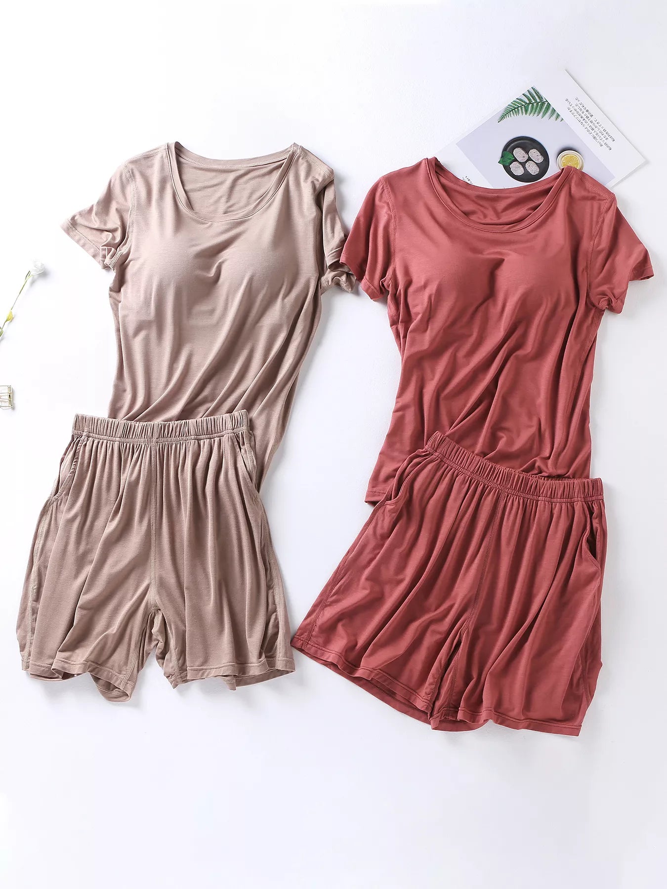 Women's Shorts Set – Padded Modal Tee & Shorts