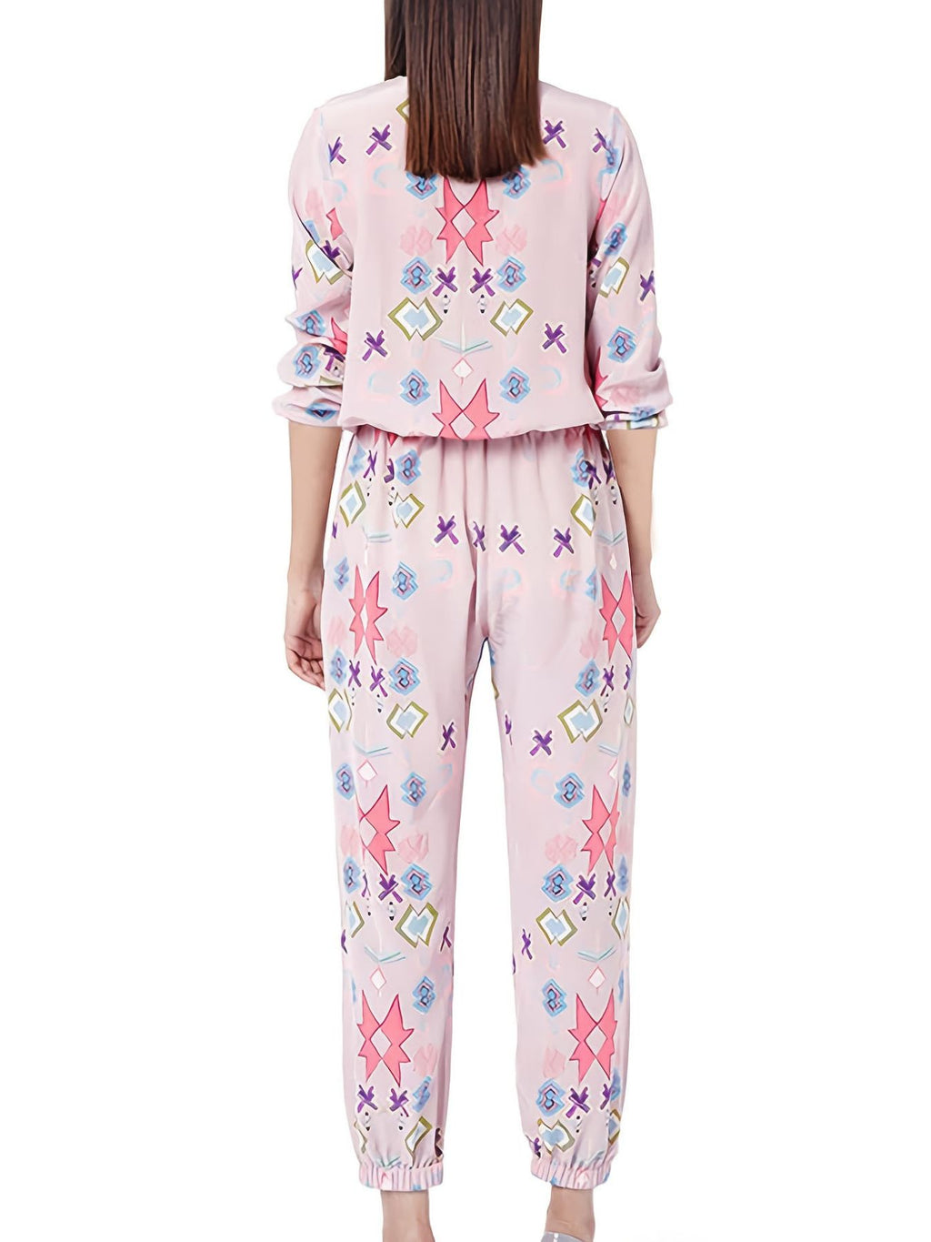 Women's Loungewear Printed Round Neck Set