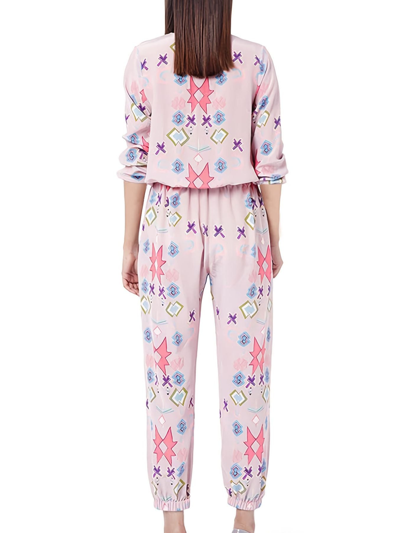 Women's Loungewear Printed Round Neck Set
