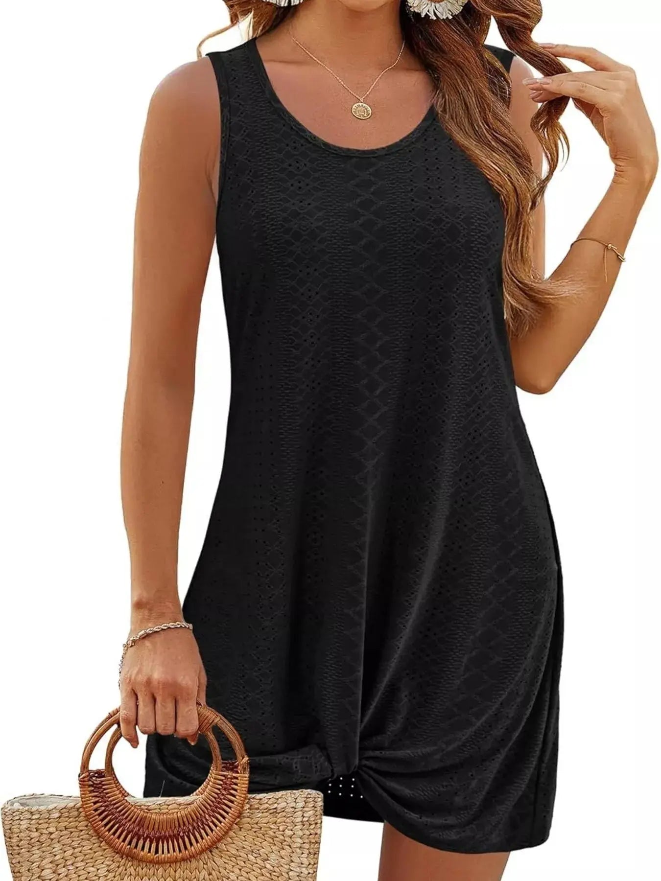 Sleeveless Knotted Hem Tank Dress Trendsi