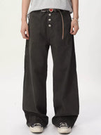 Men's Pants Wide Leg Cargo Button Fly