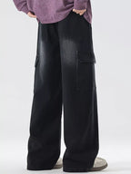 Men's Full Size Wash Wide Leg Cargo Jeans Plus Size