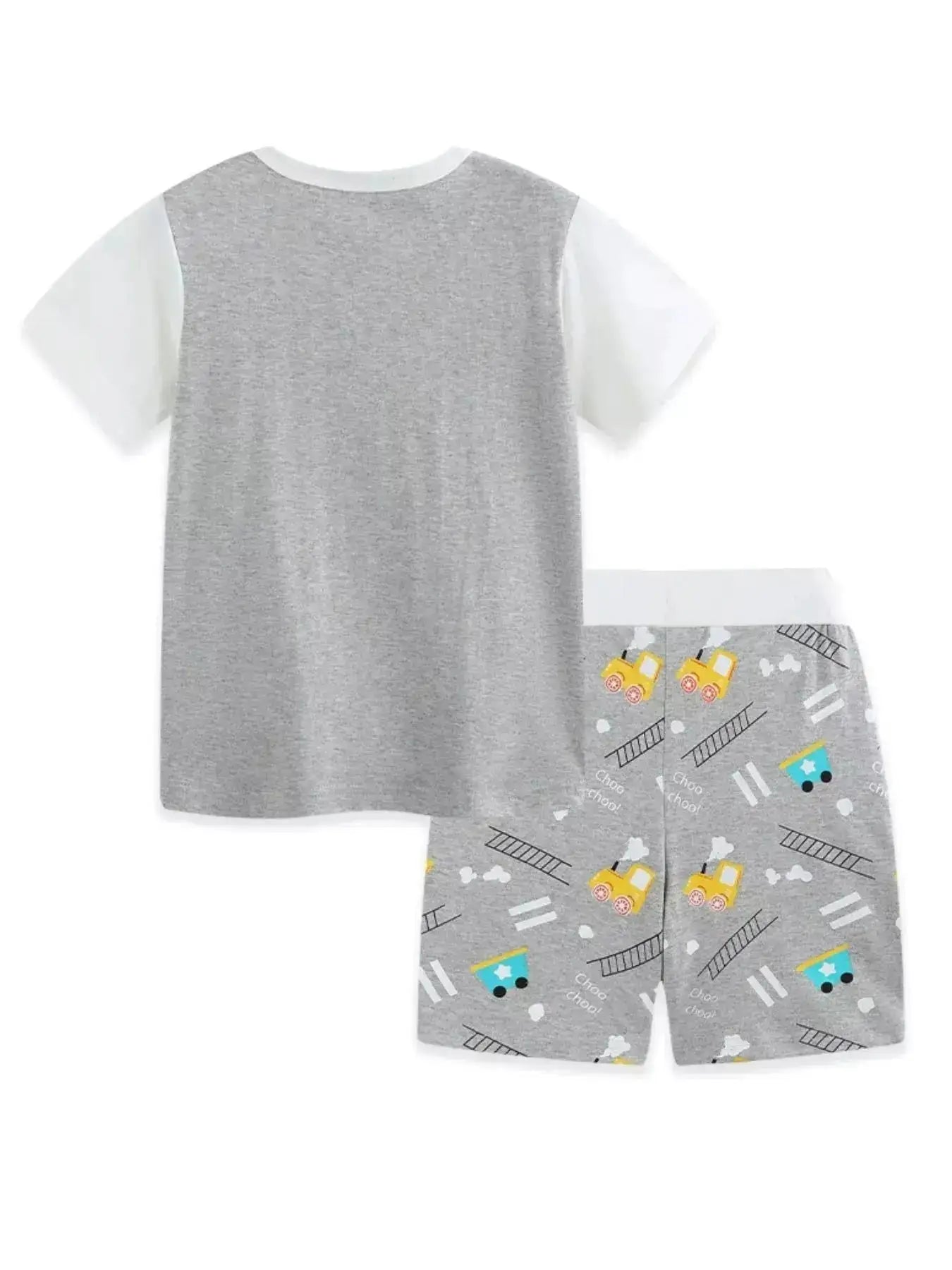 Train Print Short Sleeve Tee and Shorts Set for Kids by Parfymia