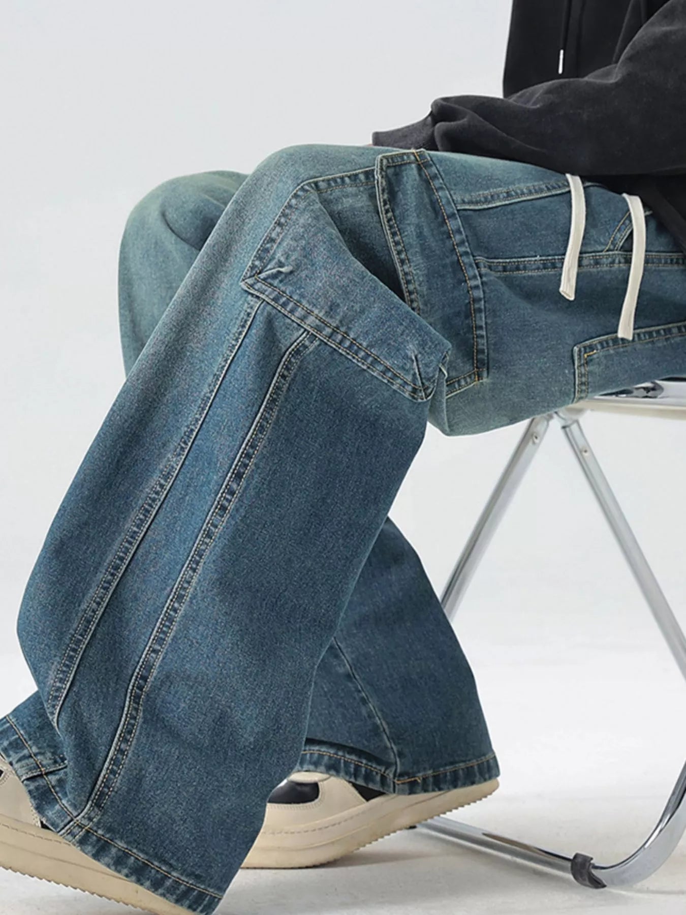 Men's Full Size Wash Wide Leg Cargo Jeans Plus Size