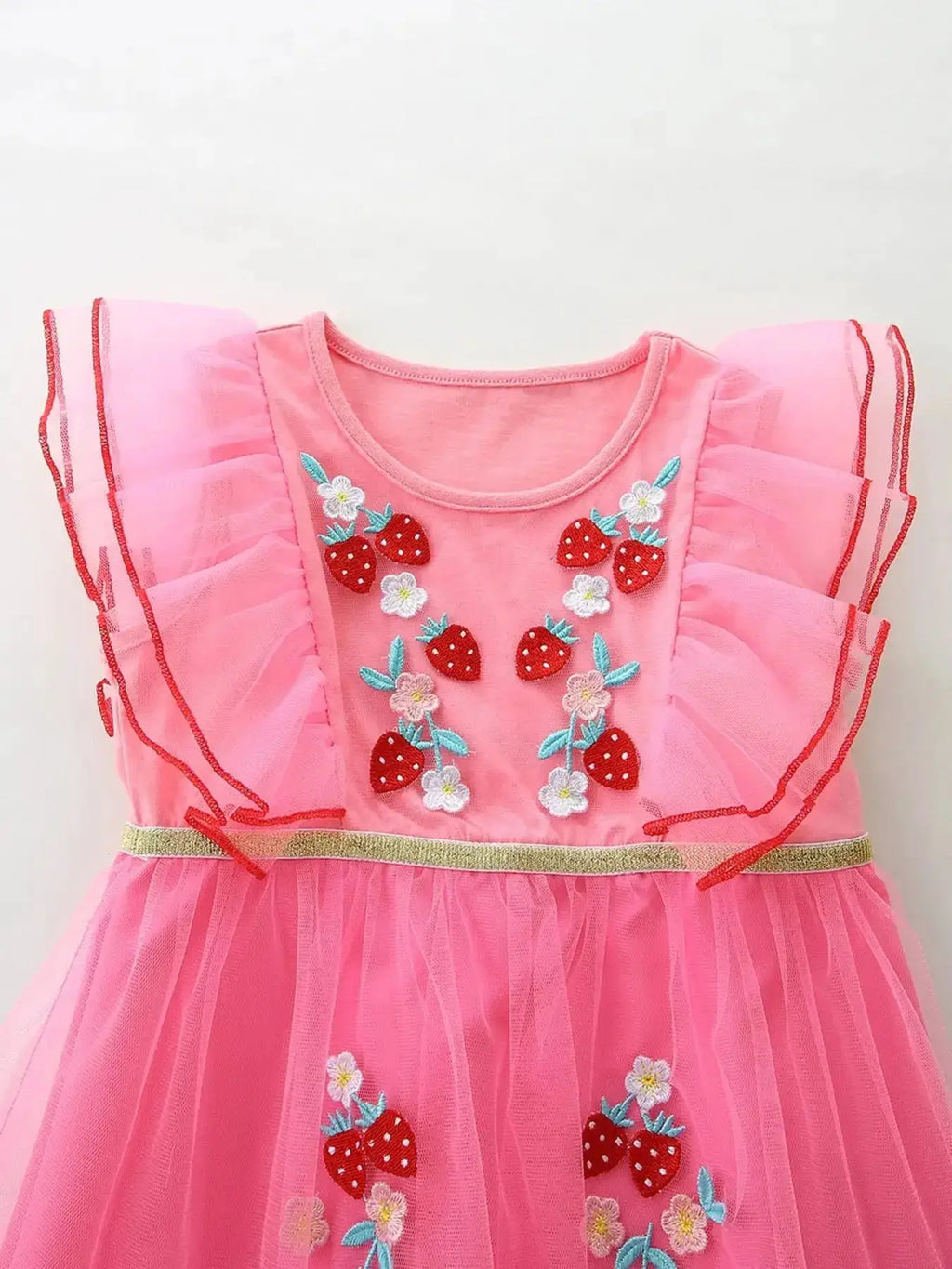 Children's Tulle Dress with Strawberry Embroidery by Parfymia
