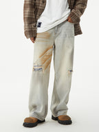 Men's Distressed Wide Leg Jeans