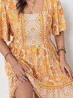 Women's Plus Size Printed Square Neck Dress