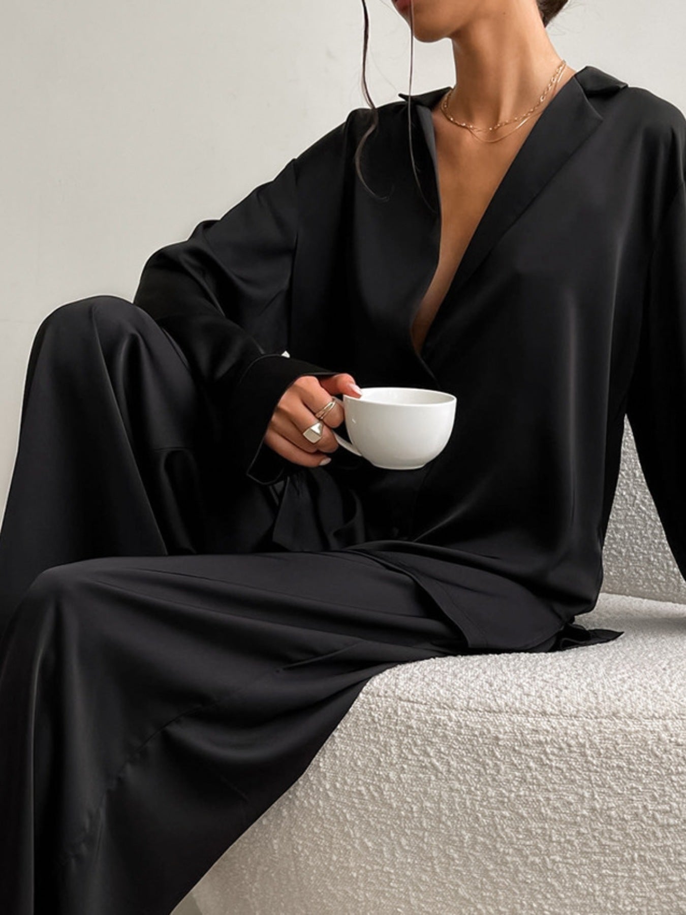 Women's Lounge Set Black Long Sleeve