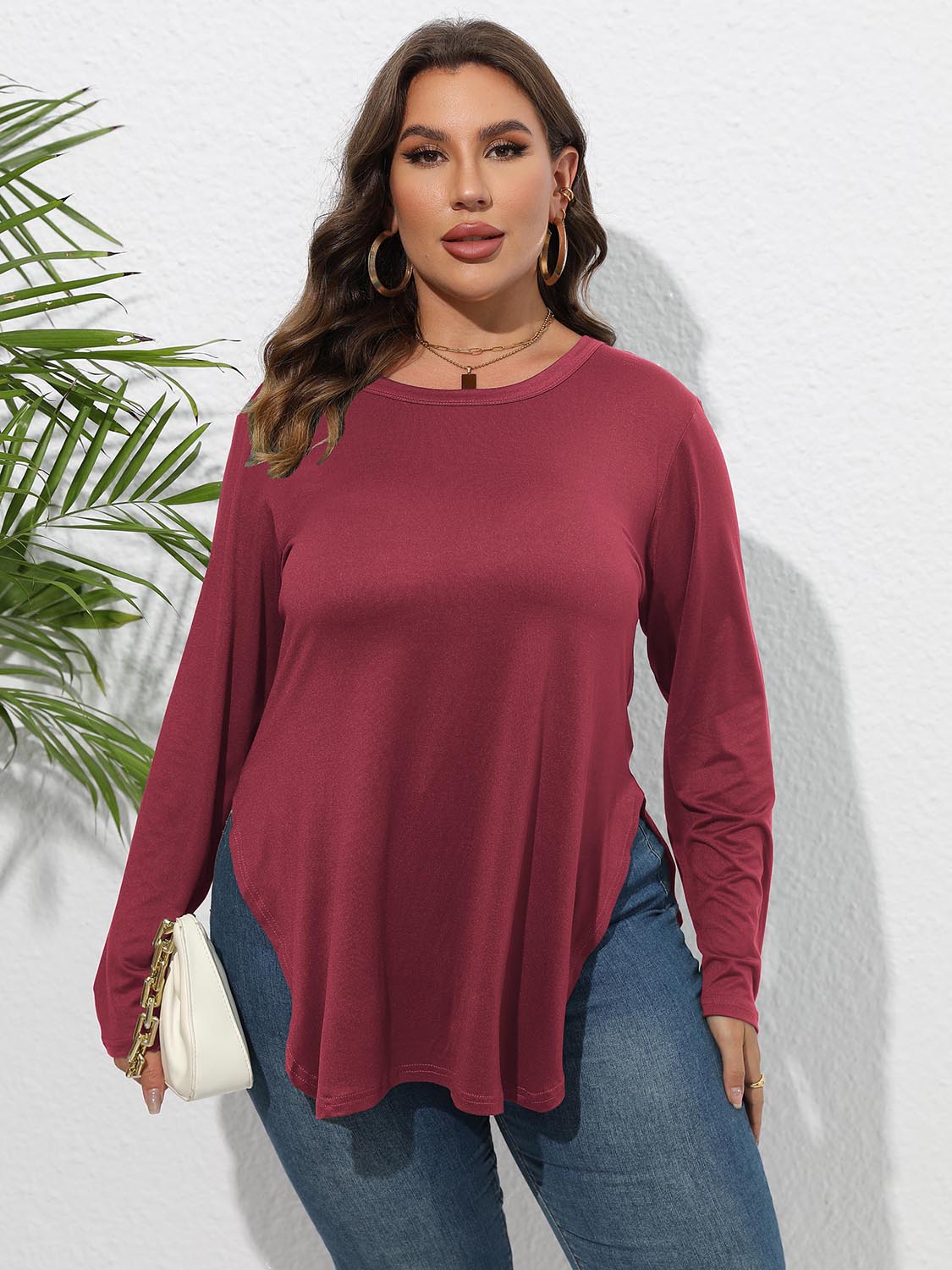 Women's Long Sleeve T-Shirt – Plus Size Slit