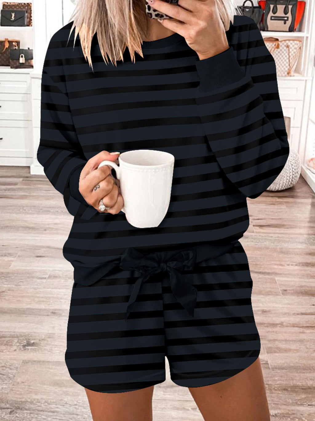Women's Shorts Two Piece Set in Dark Gray