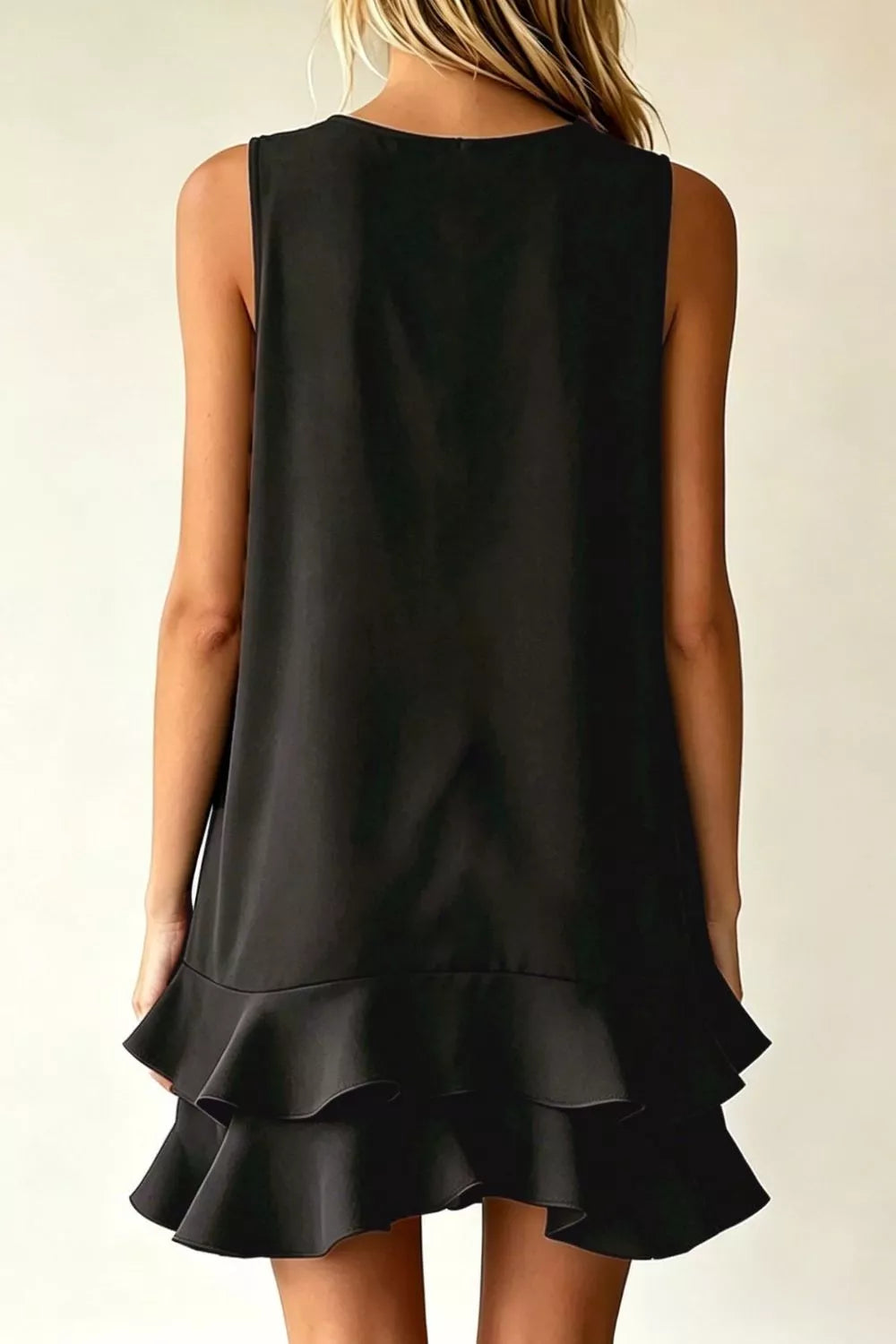 Women's Mini Dress – Ruffle Hem V-Neck