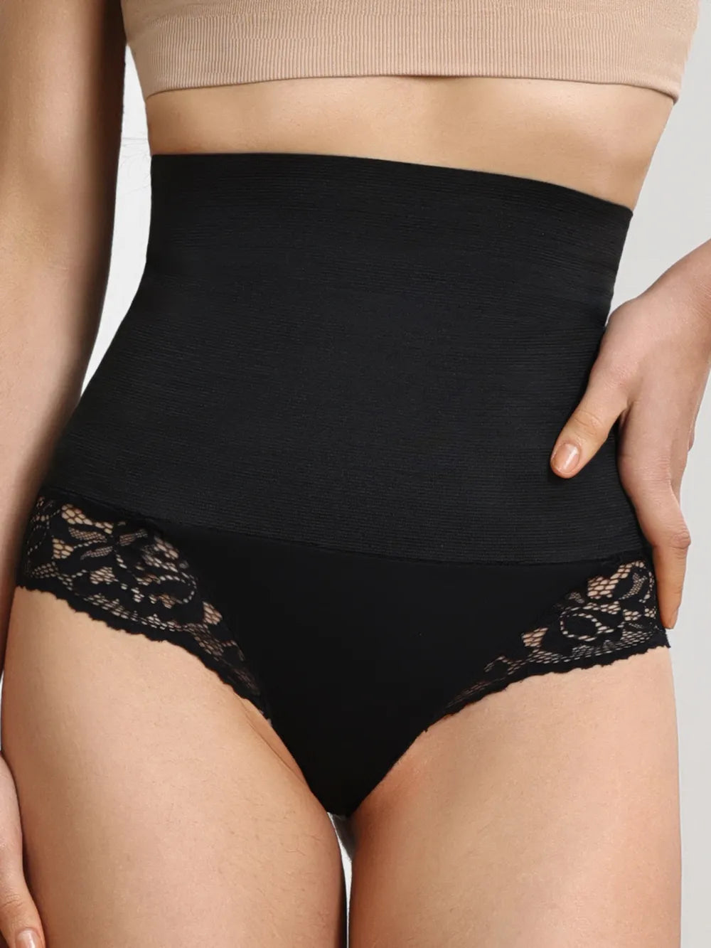 Women's High Waist Shaping Panty with Lace Detail